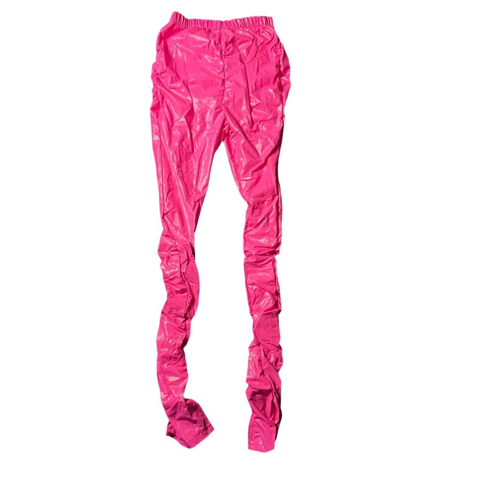 High Waist Stacked Leather Trousers